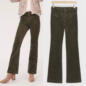 Anthropologie Pilcro Flare Trousers Moss Green